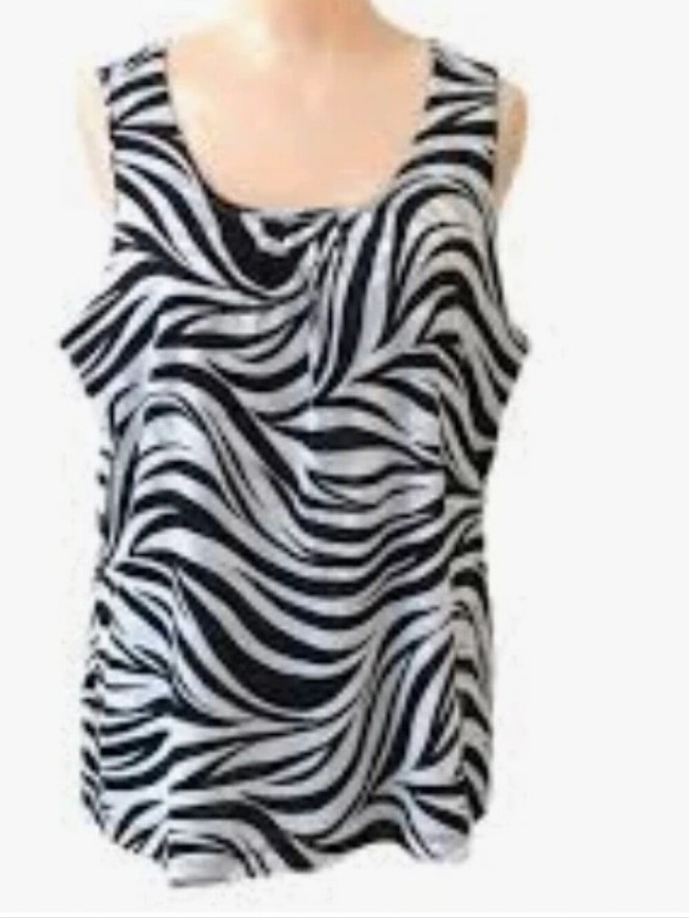 Cato Black & White Zebra-Print Tank Top